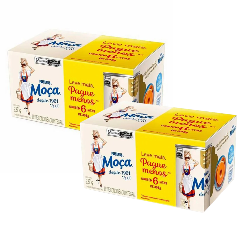 Kit 2 Pack Leite Condensado Moça 395g 6 Unidades – Integral, Cremoso e Original