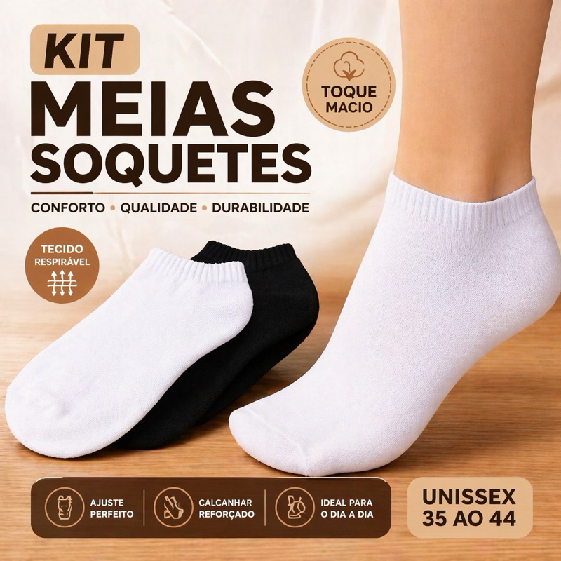 KIT ATÉ 24 PARES DE MEIAS UNISSEX SOQUETE CANO CURTO MEIA DE ALGODÃO MEIA FEMININA MEIA MASCULINA