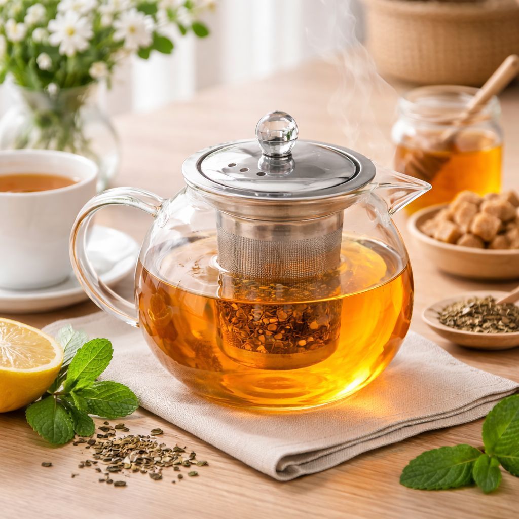 Chaleira Bule C/ Infusor 650ml Para Chá Vidro Borossolicato