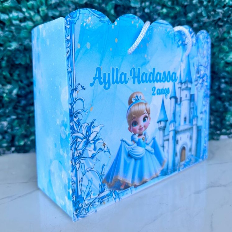 Sacolinhas Personalizadas para Festa – Tema Cinderela Baby – Pegue e Monte