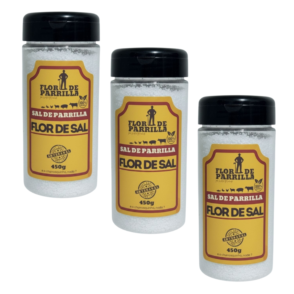 Kit Com 3 Flor de Parrilha - Flor de Sal 450g 100% Natural