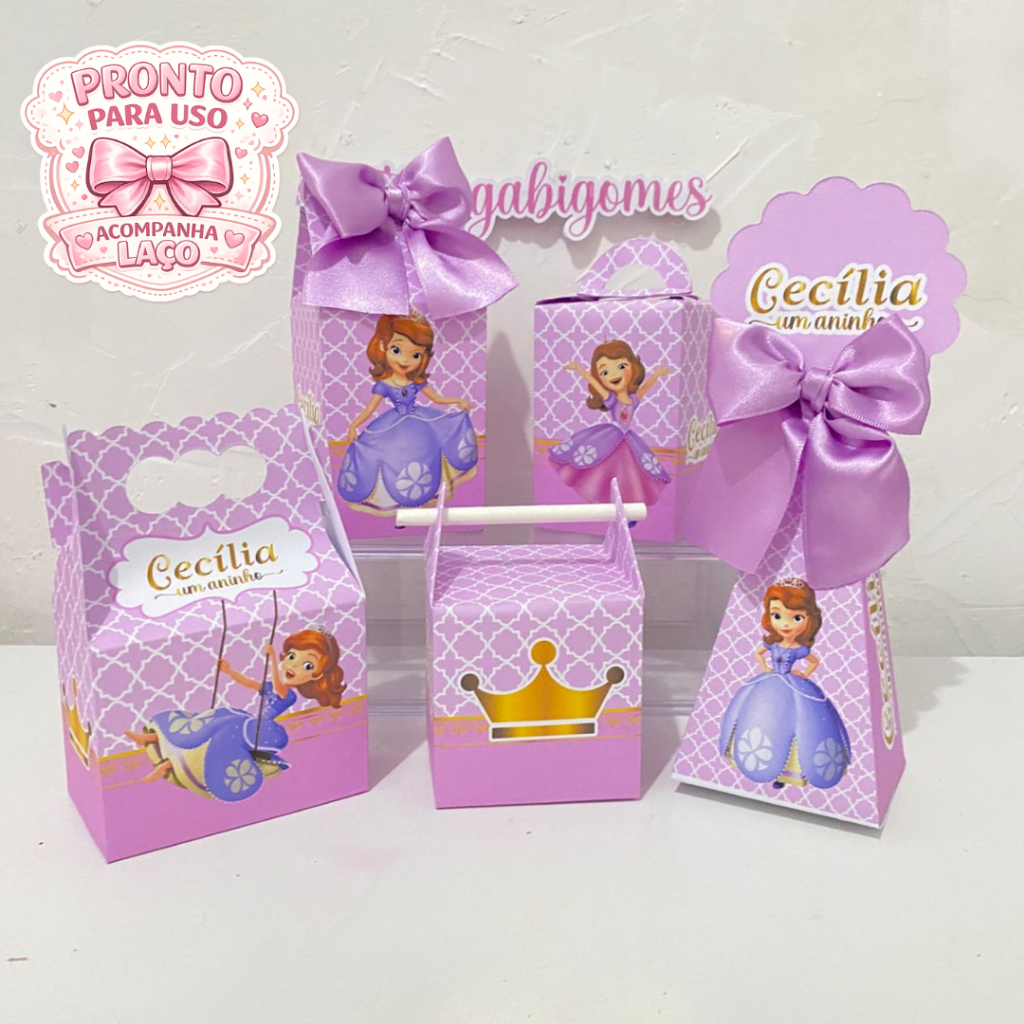 Princesinha sofia Kit Festa Personalizado  - CAIXAS MONTADAS - Lembrancinha - Festa Infantil - Aniversário