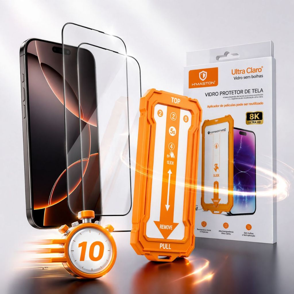 Película 3D Com aplicador Vidro nano KIT Com 02 Unidades Ultra claro Sem bolha