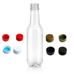 Kit 50 Garrafa Pet 300ML Pentaloide Cristal Produtos Gaseificados Com Tampa Vedante