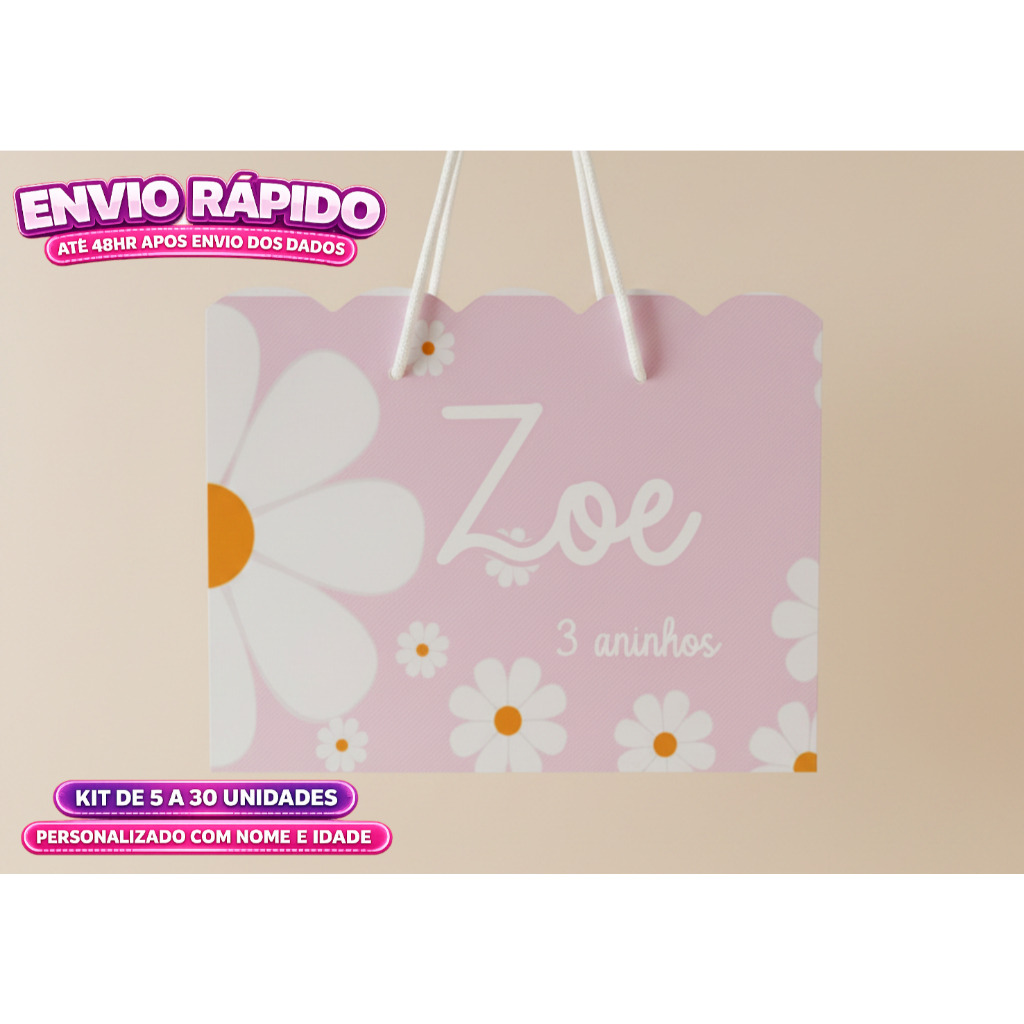 Sacolinha Personalizada Margarida Envio Rápido Lembrancinha Aniversário Decoração