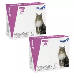 Kit 02 Vermicats 600MG 4 Comprimidos Vermífugo Para Gatos