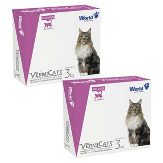 Kit 02 Vermicats 600MG 4 Comprimidos Vermífugo Para Gatos
