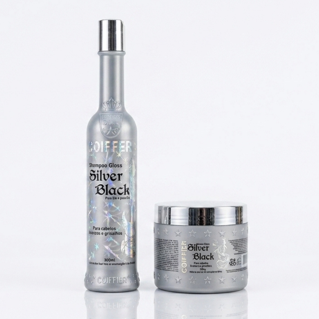 Kit Gloss + Matizador Silver Black Coiffer Cabelos Grisalhos