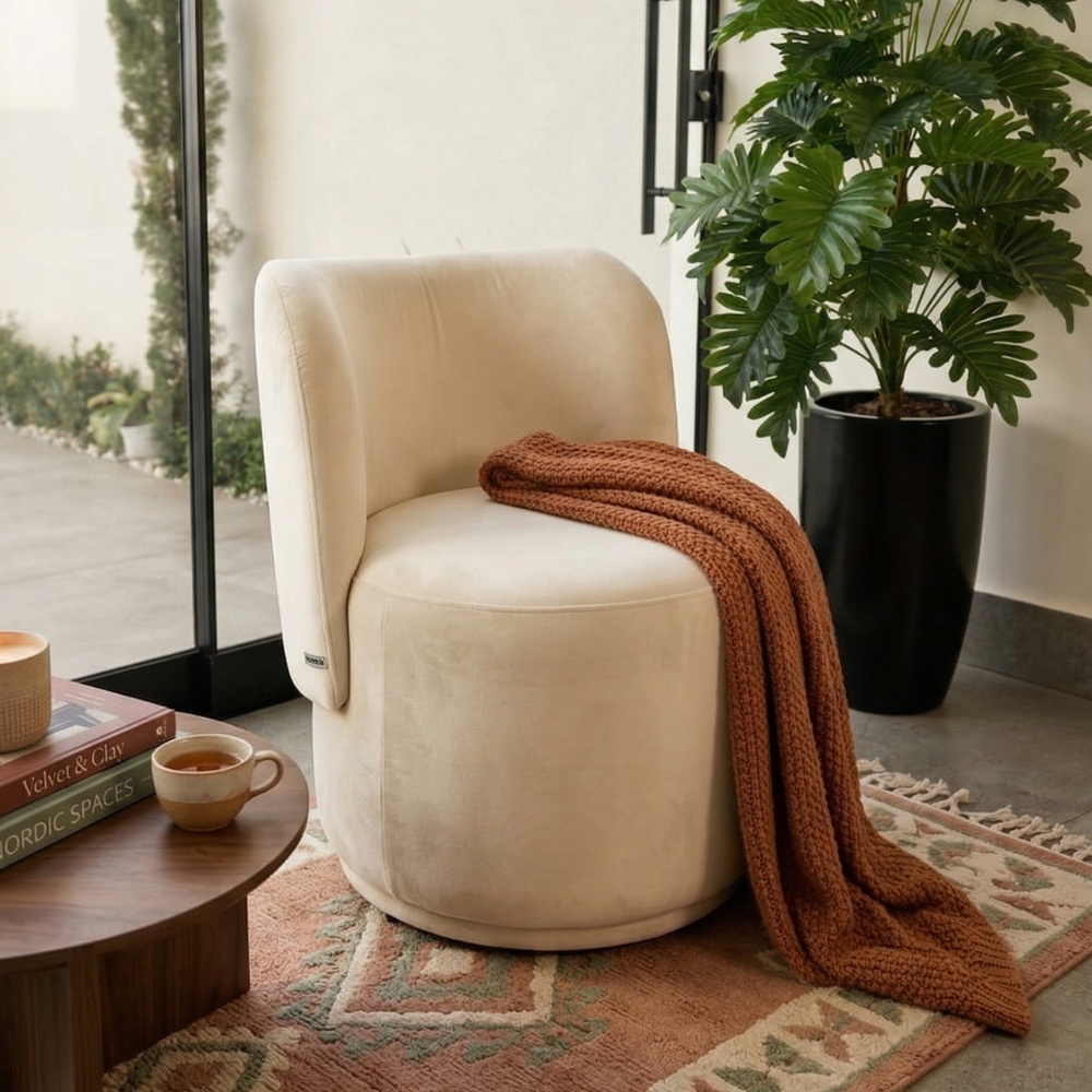 Poltrona Decorativa Bia para Sala Estar Quarto Penteadeira Orgânica Curva VELUDO - Vimont Móveis