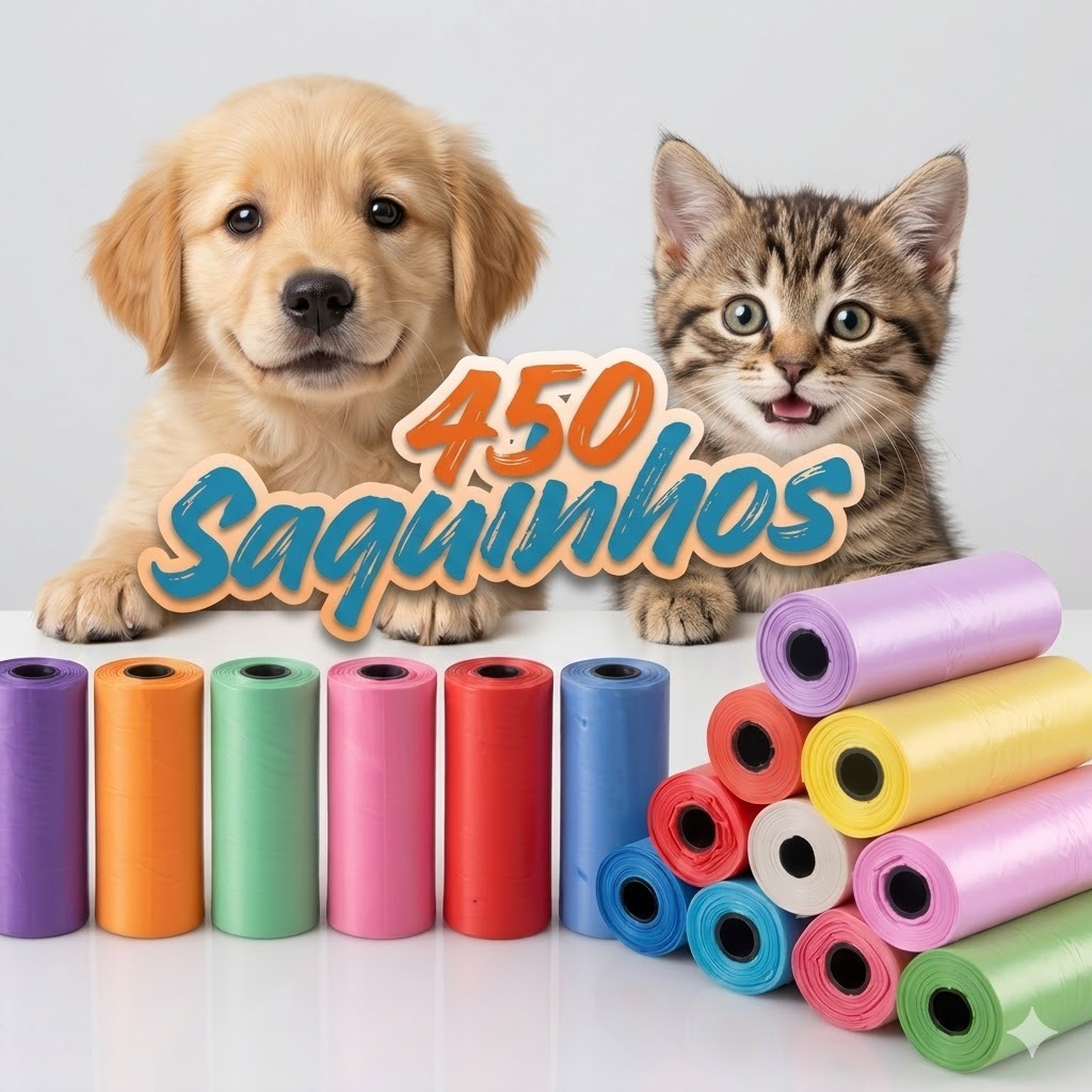 450 saquinhos cata coco Kit 30 Rolinhos C/15 Sacos De Lixo Coco Pet Gato E Cachorro saco plastico