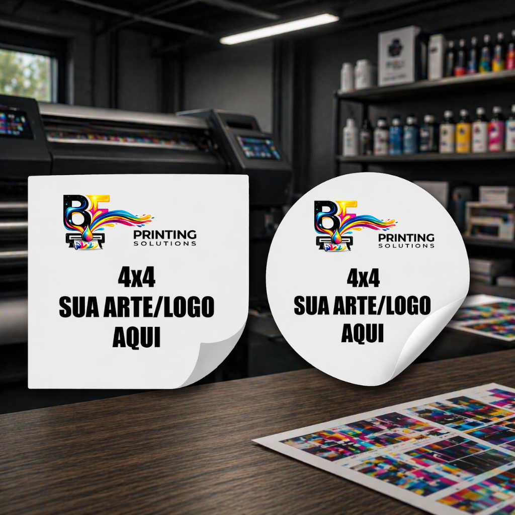 Adesivo 4x4 em Papel fotografico personalizado com sua arte/logo
