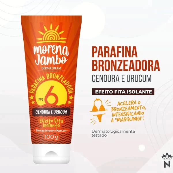 Parafina Bronzeadora Cenoura e Urucum Bisnaga com Efeito Fita Isolante e FPS 6