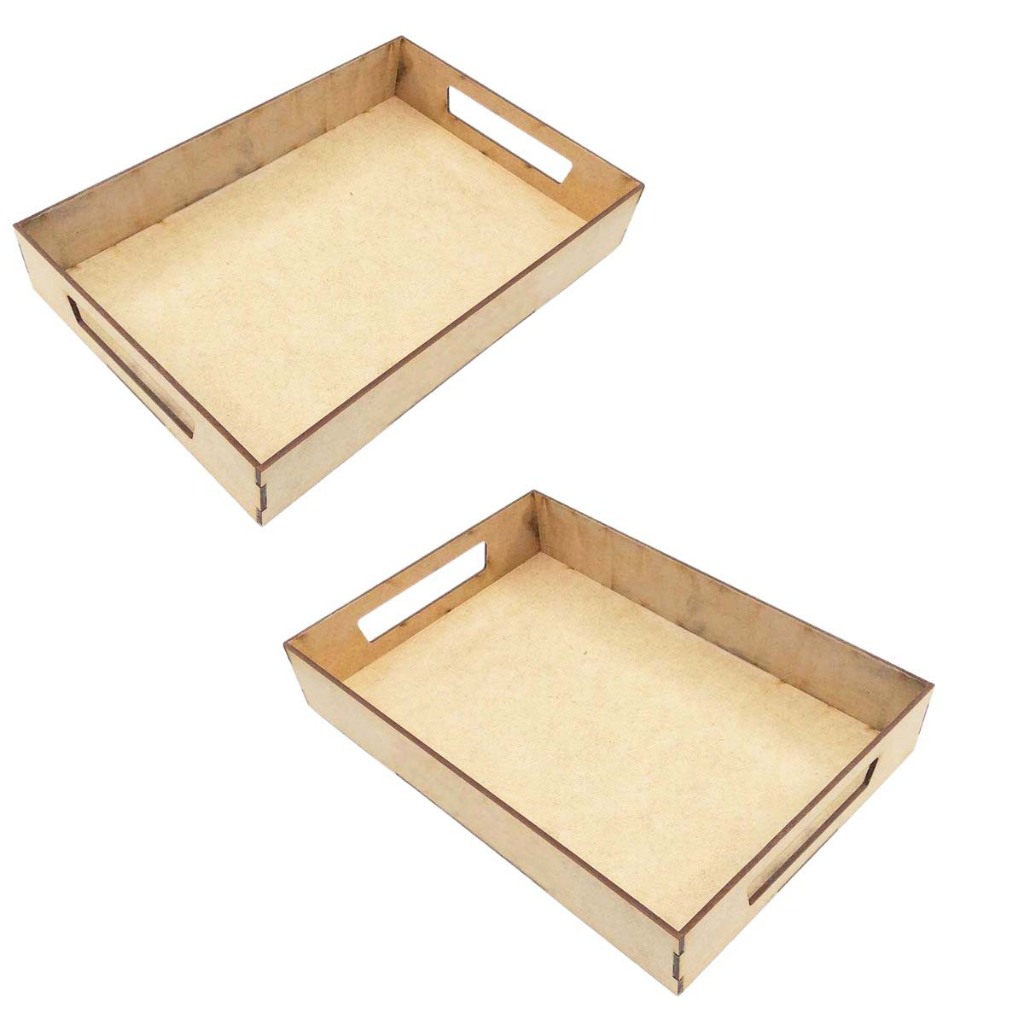 Kit 5 Bandeja Mdf cru Retangular G 33,5x24,5 cm cesta cestinha artesanato Café Bebe festa mães pais