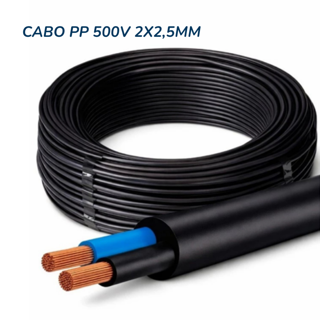 CABO PP 500V 2X2,5MM FLEXÍVEL CABO PARA EXTENSÃO 2 VIAS ROLO COM 10 METROS 20 METROS 30 METROS 40 METROS 50 METROS