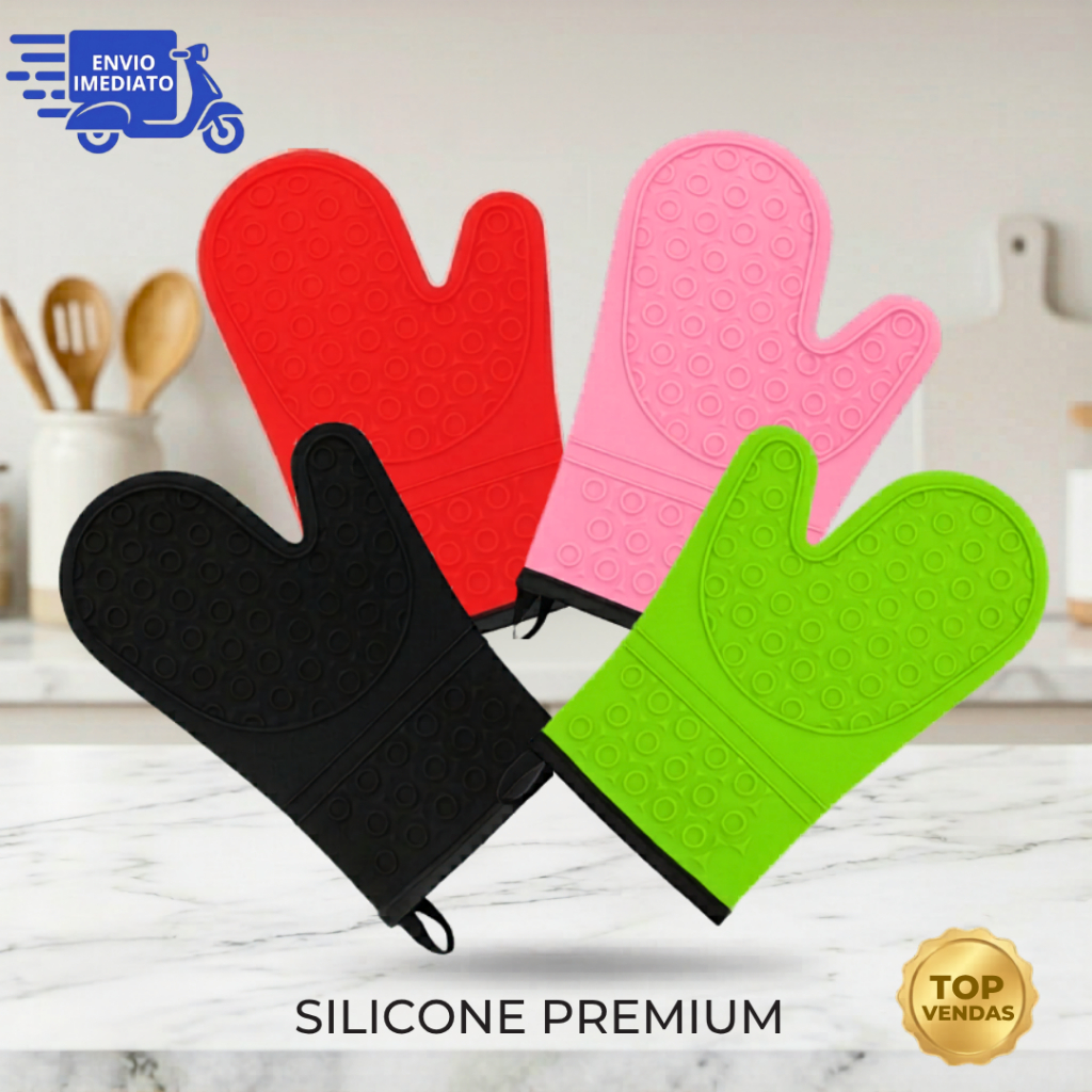 Luvas Grandes Silicone 4/3/2/1 Térmica Forno Fogão Luva Forrada Antiderrapante Cozinha Cor Aleatória