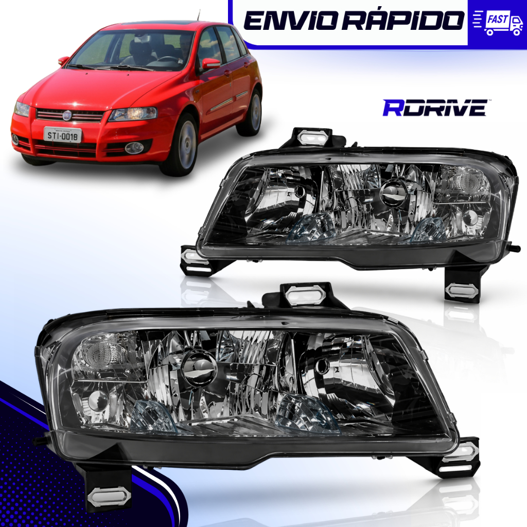 Farol Stilo 2003 a 2011 Elétrico Fumê Plug Quadrado Direito Esquerdo Fiat Molde Original