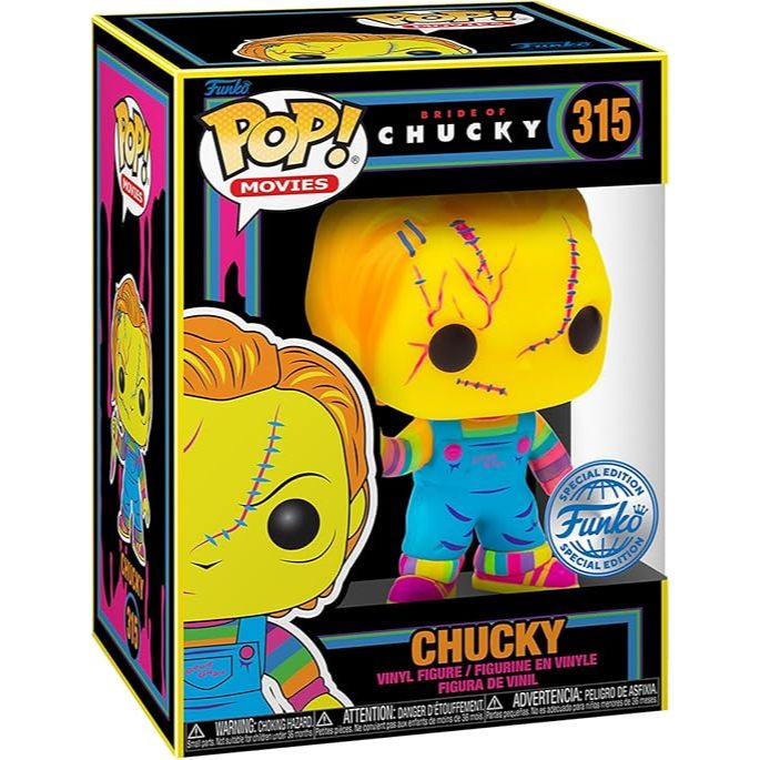 FUNKO POP BRIDE OF CHUCKY EXCLUSIVE (BLACK LIGHT) 315 NOVO ORIGINAL *COLORIDO*