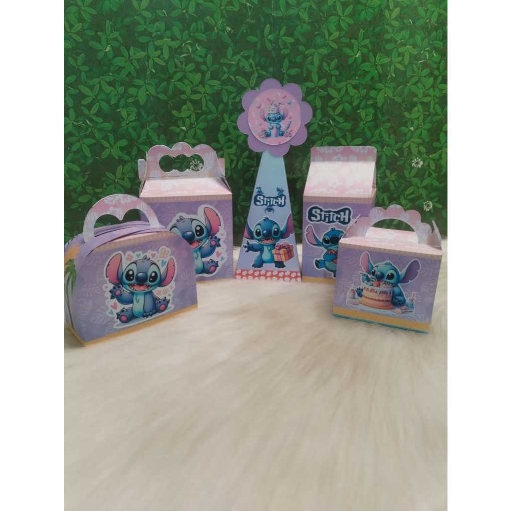 kit 20 Caixinhas STITCH - Festa Personalizados Decoração e Lembrancinha de Aniversário Infantil Pegue Monte