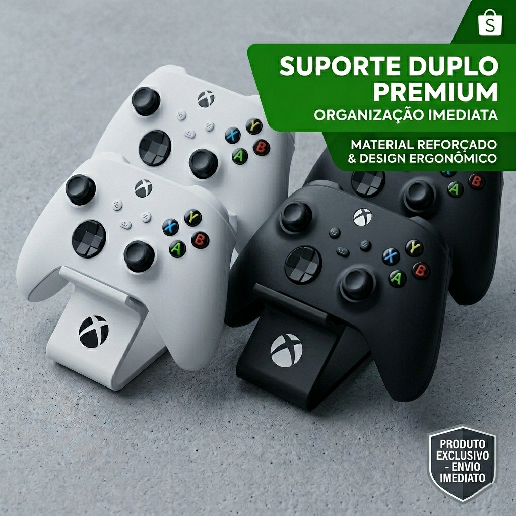 Suporte Duplo Para Controle Gamer Organizador Base Mesa Compatível Xbox Series X S One Elite
