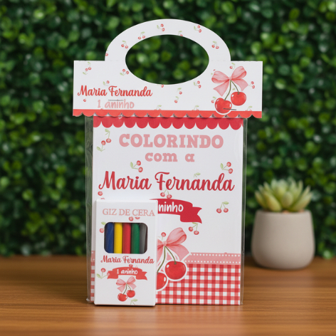 Kit de Livros para Colorir+ Mini Giz Nome Personalizado Capa Brilho - Festa Aniversário Lembrancinha - Vários os Temas