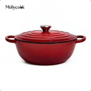 Mollycook Panela Caçarola Ferro Esmaltada 26cm 3.8l Indução Vermelho