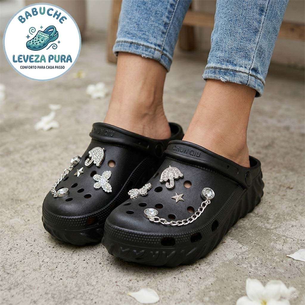 Chinelo Babuche EVA Acessórios Sortidos Feminino Solado Flexível Respirável