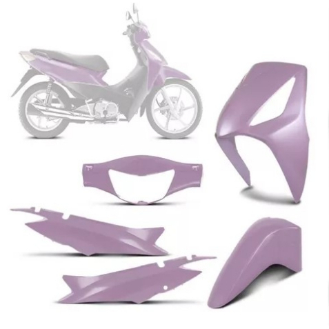 Kit Carenagem Completo Moto Biz 125 2010 Es Rosa Ágata Perolizado - Pro Tork