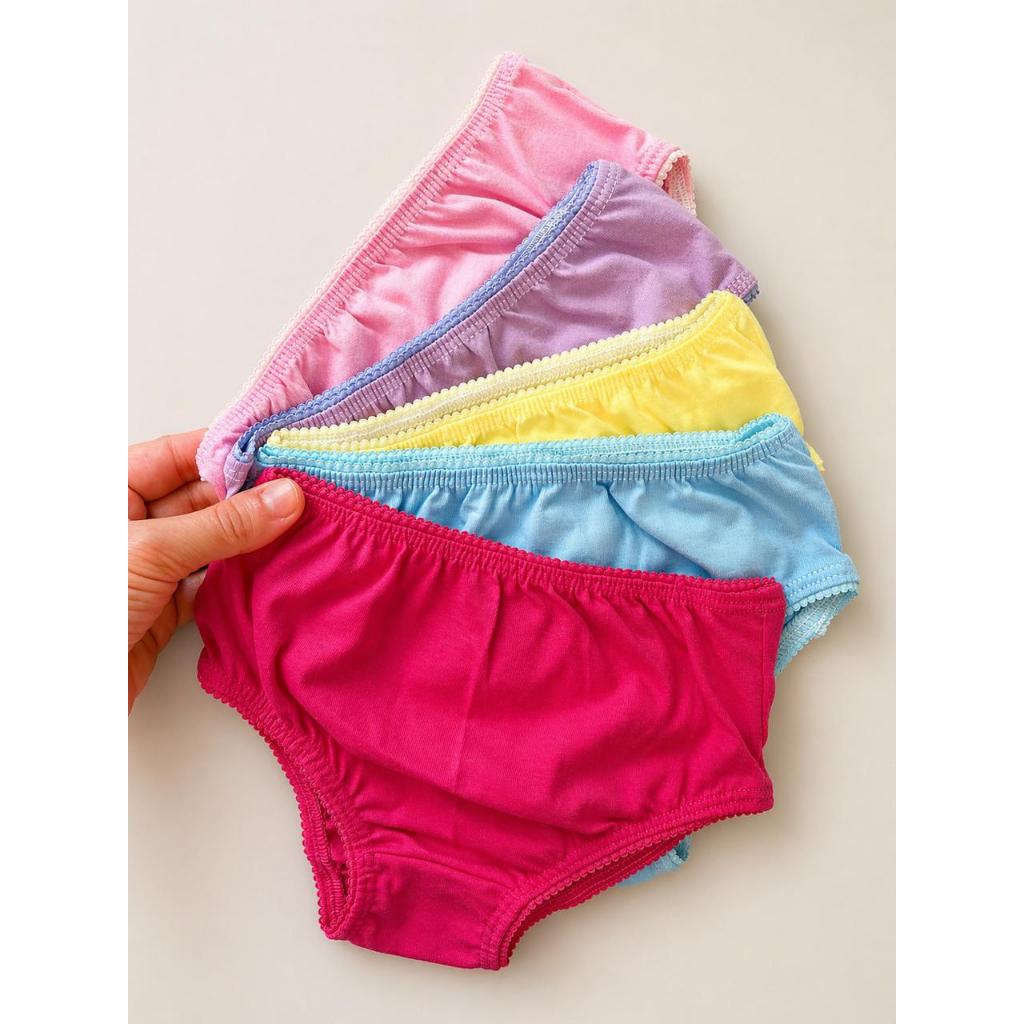 Kit Calcinha Infantil Menina 100% algodão lisas cores sortidas forradas kit 10 - 5 calcinha conforto