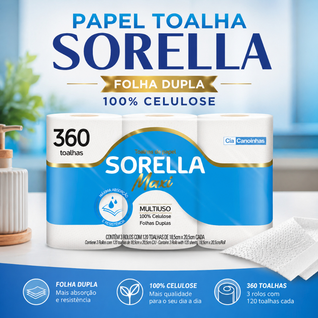 Papel Toalha 100% Celulose Folha Dupla - Sorella