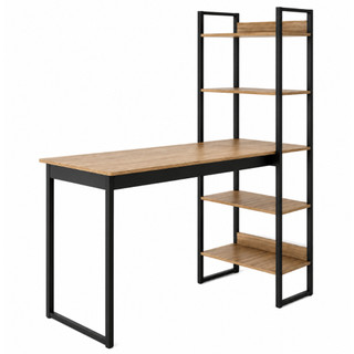 Escrivaninha Home Office com Estante 5 Prateleiras Mesa Escritório Moderna Completa