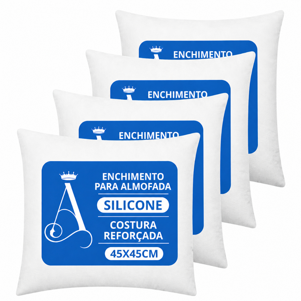Kit Refil de Almofadas Fibra Siliconada Cheias com 2 4 6 8 10 12 Unidades Tamanho 45x45