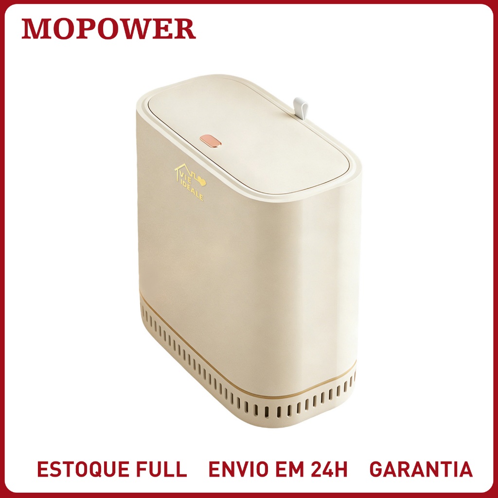 Lixeira Banheiro Fina Tampa Click Cesto Lixo Anti Odor Vedação Pressão Estreita Cozinha Quarto