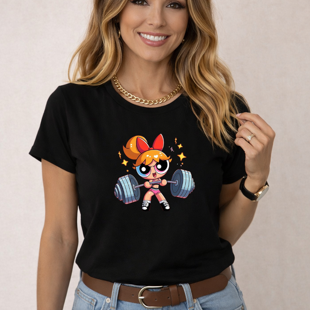Camiseta Feminina Estampada Florzinha Super Poderosas Academia 100% Algodão Premium