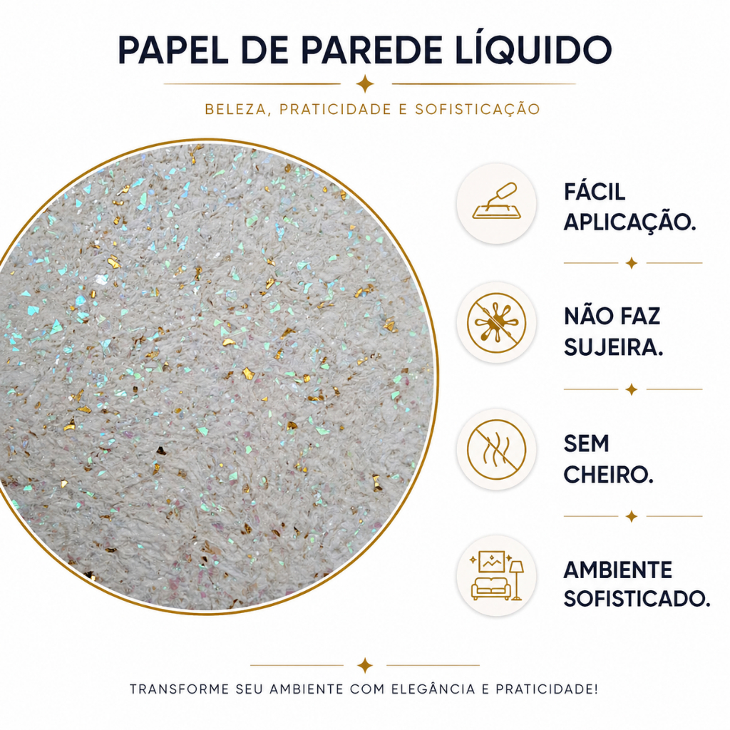 Kit Completo Papel de Parede Liquido Furta Cor, Decoração Quarto Sala