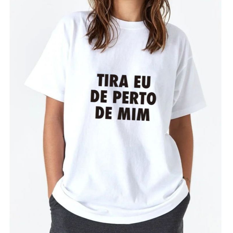 Camiseta Feminina Frase Divertida Algodão Confortável Casual Oversized Moda Streetwear