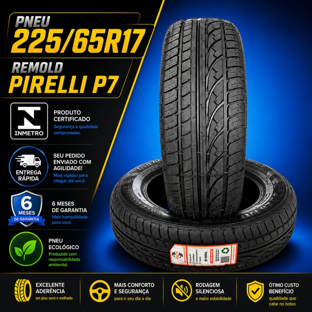 Pneu 225/65R17 Remold Aro 17 Linha Premium com Custo Benefício Garantia e Inmetro