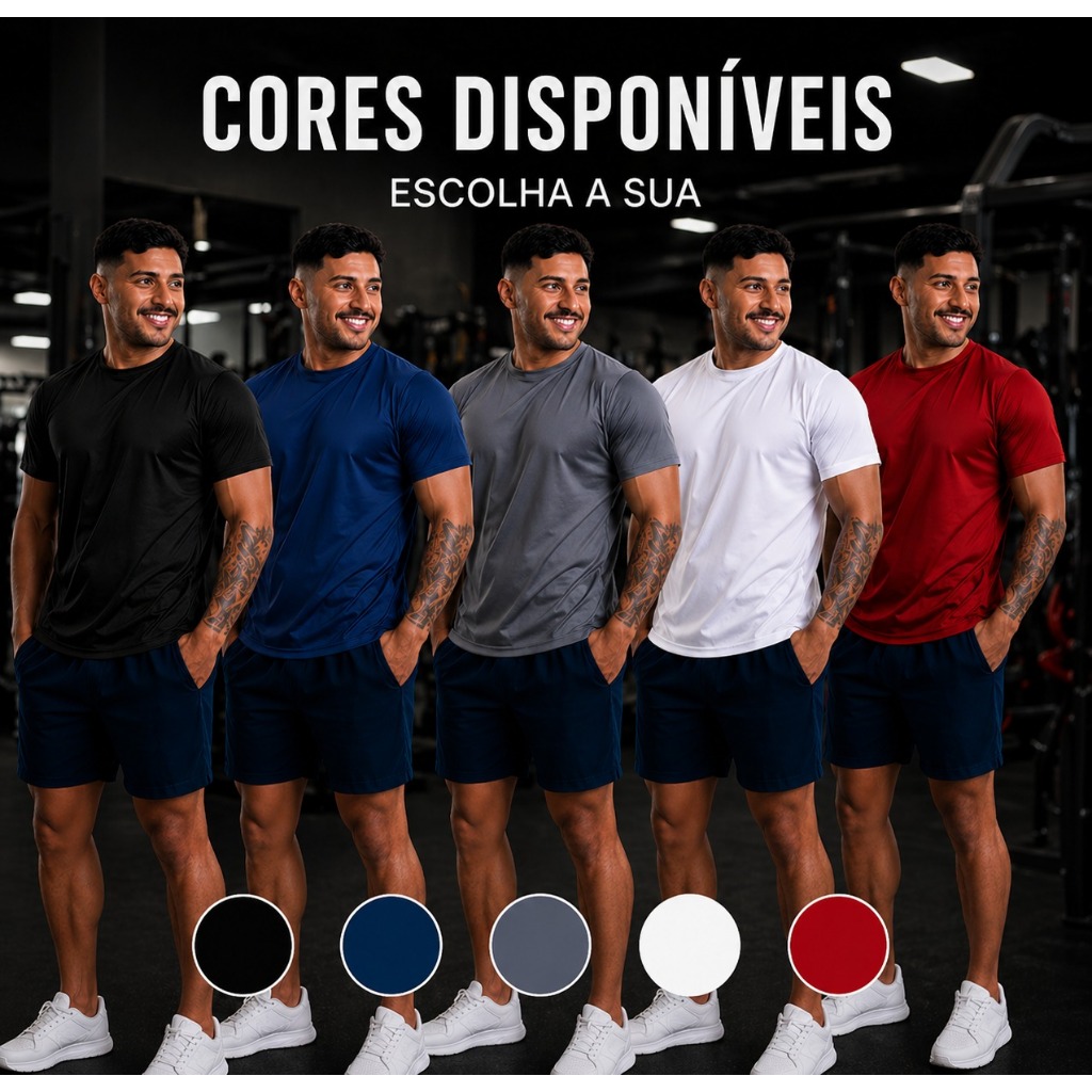 Camiseta Dry Fit Poliéster Masculina Casual Treino Academia Esportes Exercícios Corrida Fitness