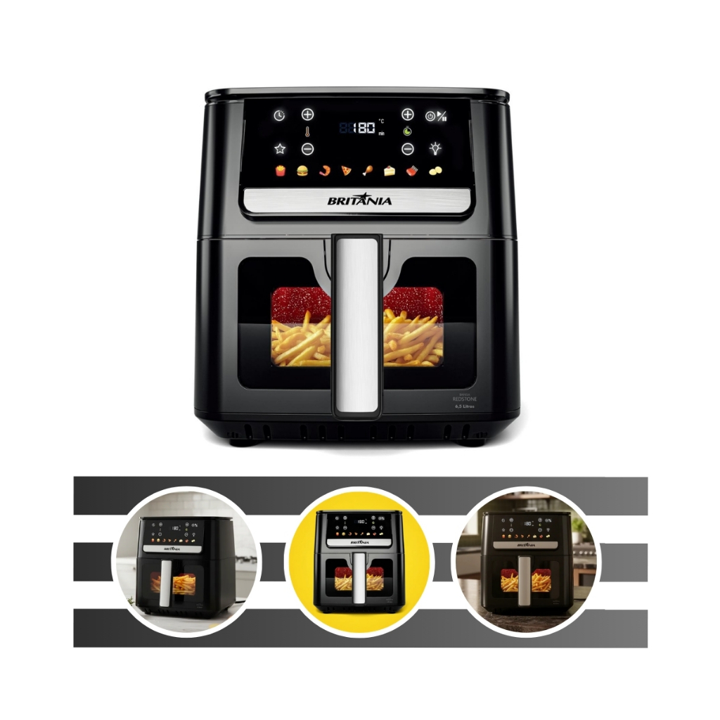 Air Fryer Fritadeira Elétrica Capacidade de 6,5L Cesto Quadrado Redstone Com Potência de 1700W BAF65A Britânia