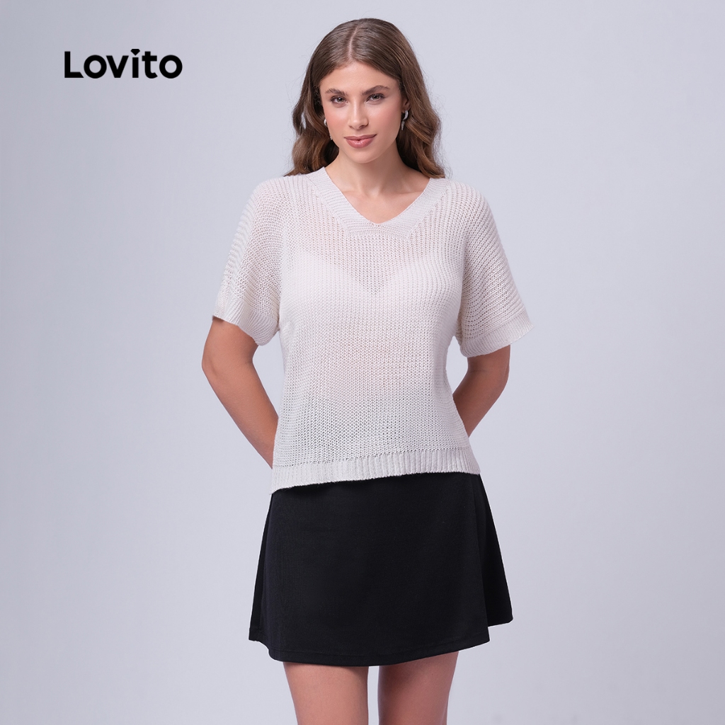 Lovito Blusa Tricot Decote V TSB468BRL497