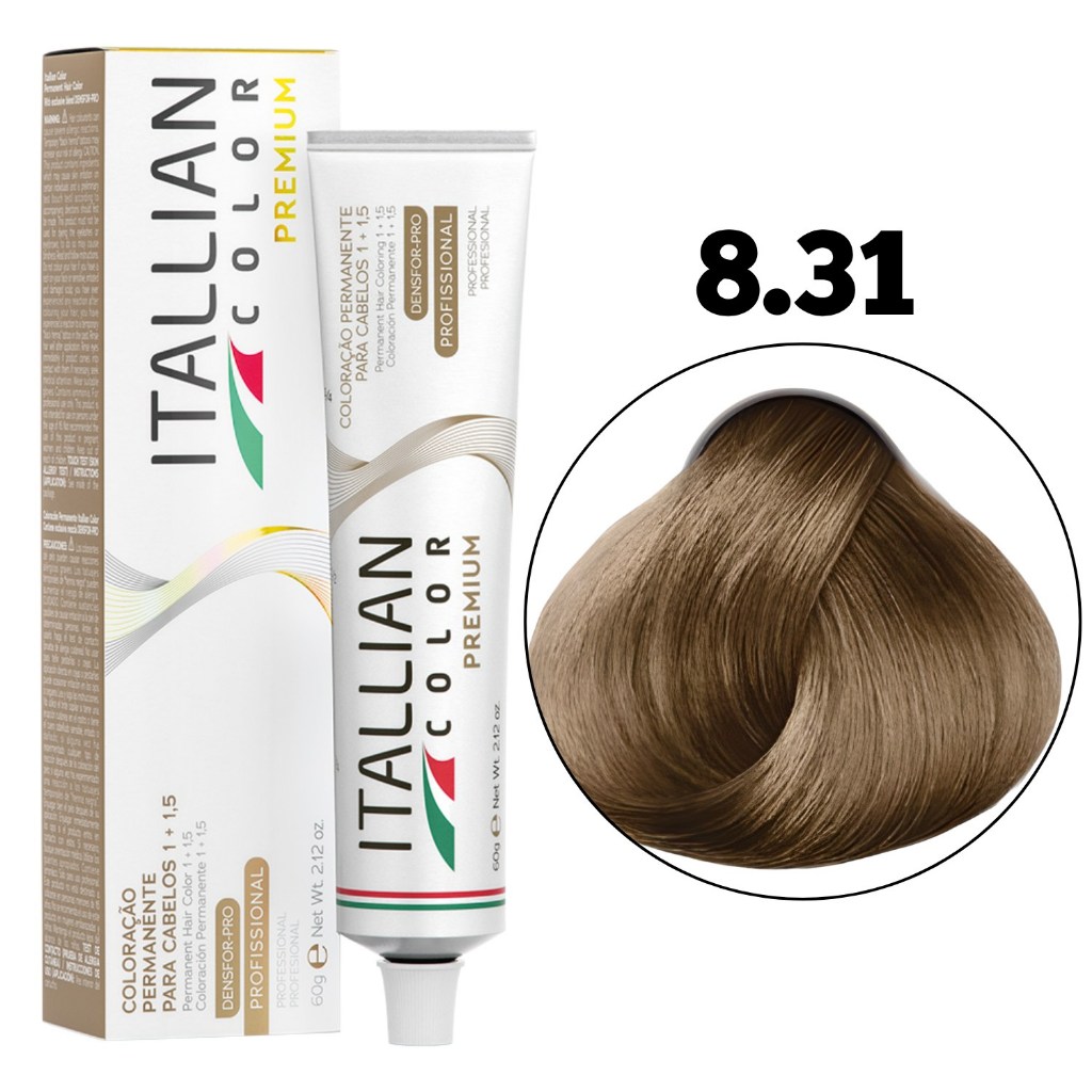 COLORAÇÃO ITALLIAN COLOR LOURO CLARO DOURADO CINZA 8.31 60G