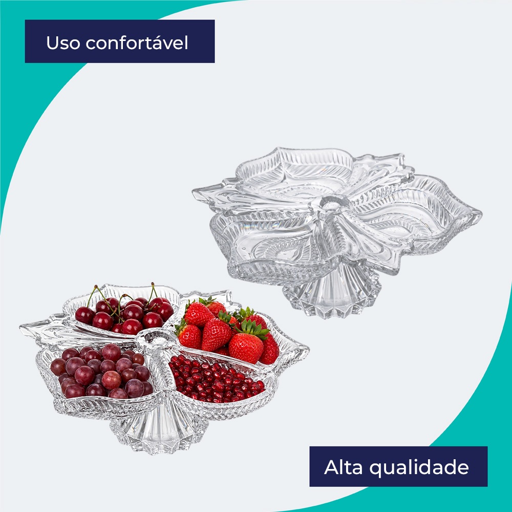 Fruteira de Vidro Folhas, Fruteira Para Mesa, Petisqueira Mesa 34cm – Ruvolo · foto 2