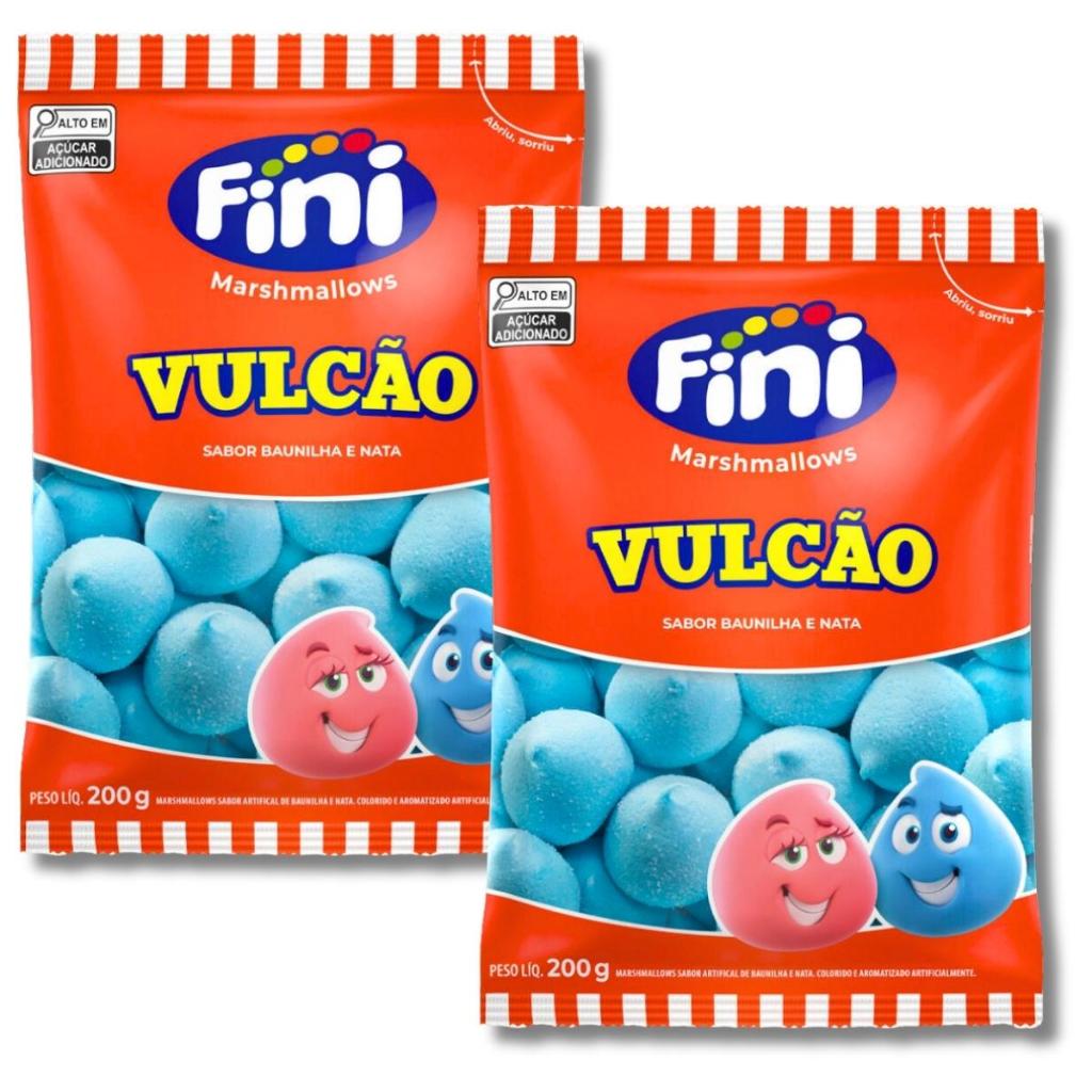 Kit C/2 Fini Marshmallow Azul Vulcão 200g Pacote Doce Festa