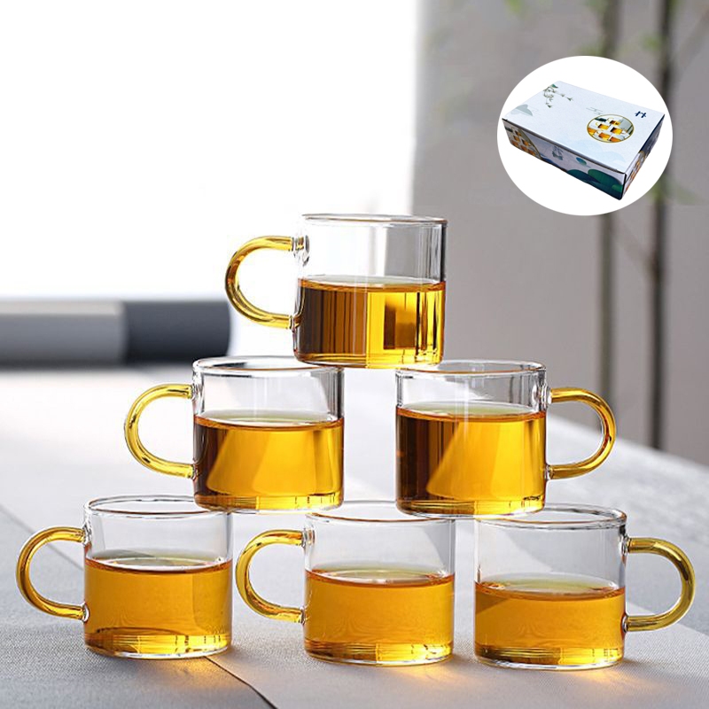 Jogo Xícaras 06 Peças 100ml ou 110ml Vidro High Borosilicate Caneca Para Chá e Café HH UTILIDADES