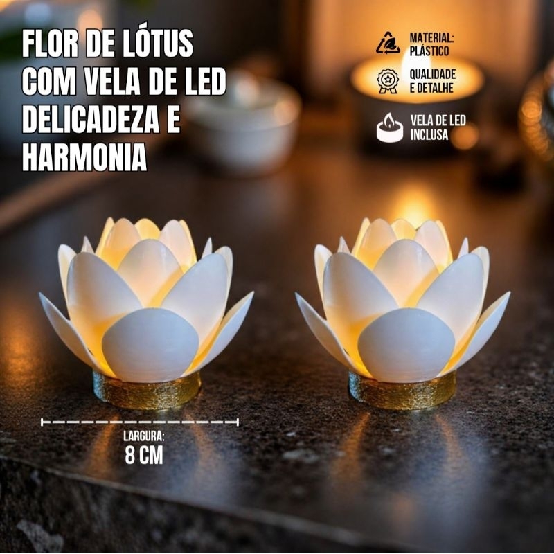 Imagem Flor de Lótus Decorativa com Luz LED – Enfeite Zen para Ambiente Relaxante