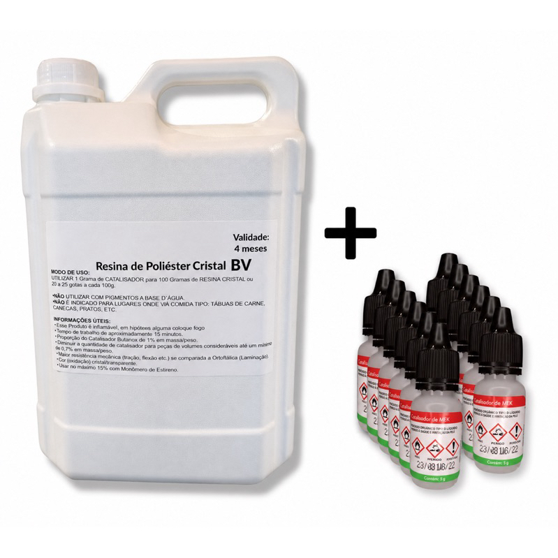 Kit Resina 5KG Cristal Incolor | Baixar Viscosidade | Artesanato Fluidez | Transparente