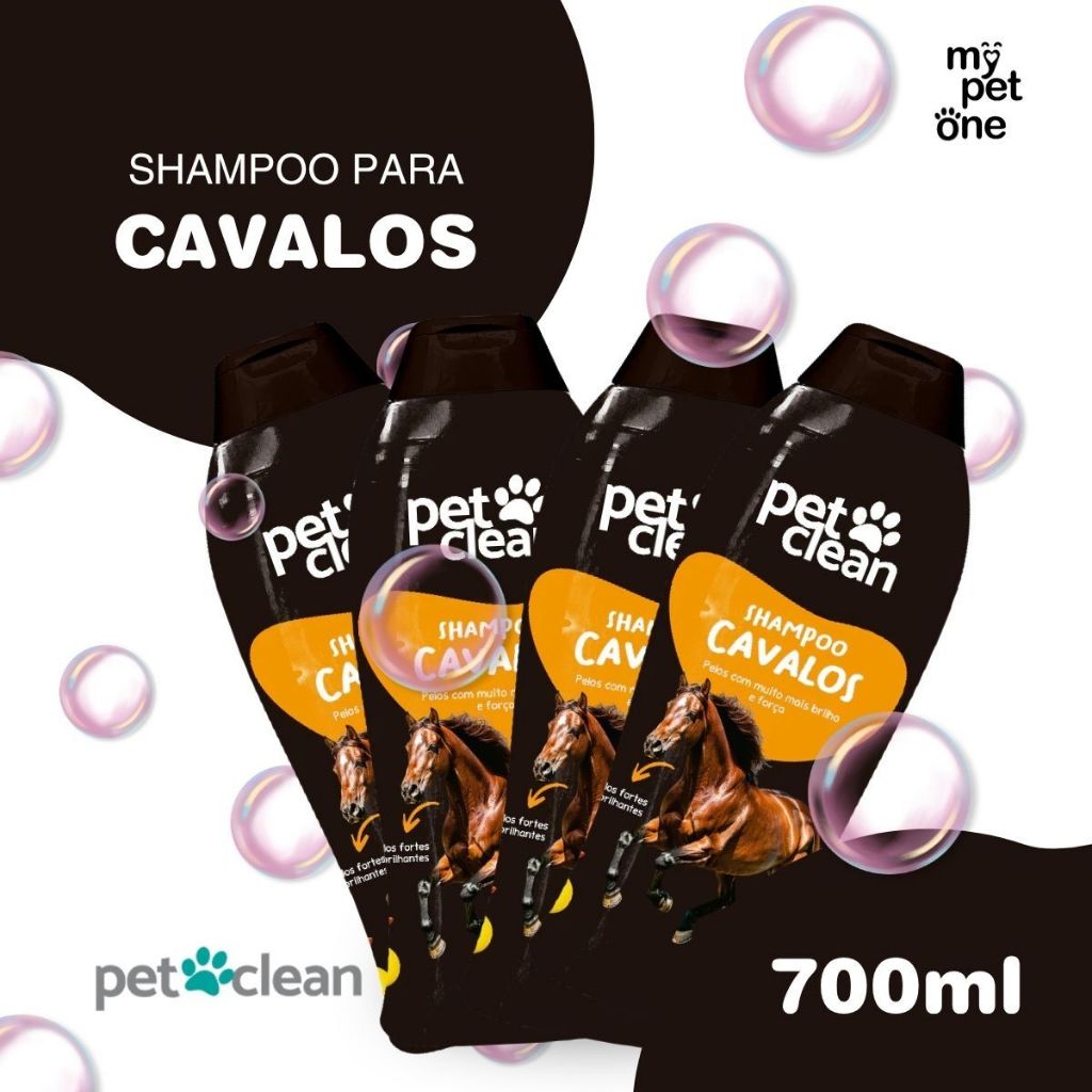 Kit com 4 Shampoo Pet Clean Cavalos 700ml