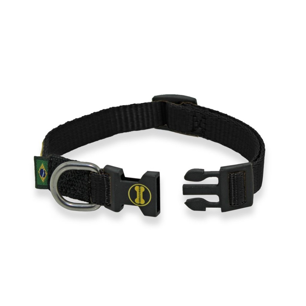 Coleira Little Collar Preto Cachorro Amorosso Cães Spitz Alemão Pug Cão Resistente Com  Encaixe