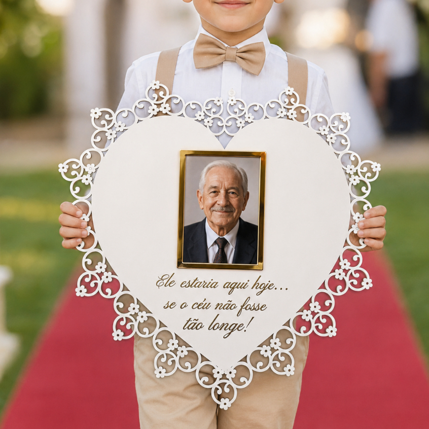 Placa Decorativa Casamento Homenagem Recordação Foto Quadro Coração