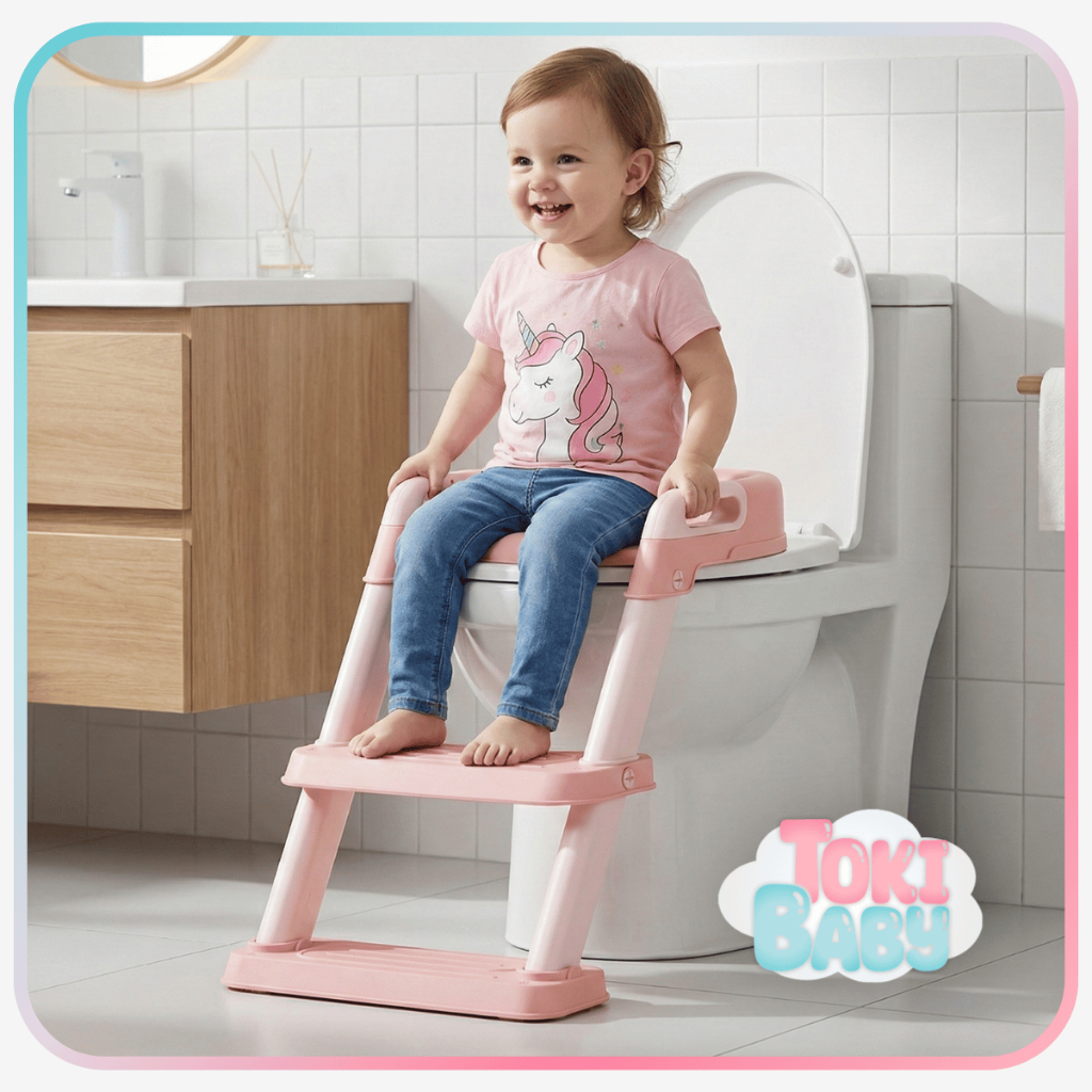 Imagem Assento Redutor Infantil Escada para Vaso Sanitário Antiderrapante com Segurança e Confortável para Desfralde Toki Baby