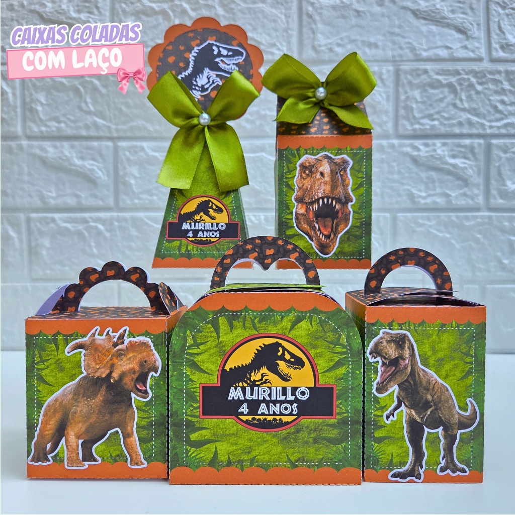 Kit Caixas Dinossauro | Personalizados Jurassic Park | Lembrancinhas de Festa | Aniversário